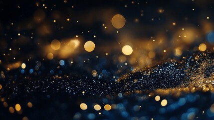 Obraz premium Dark Blue and Gold Glitter Abstract