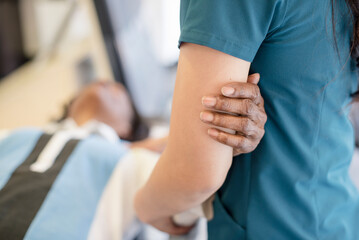 Close up of patient hand holding doctor