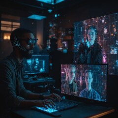 Leonardo_Kino_XL_A_holographic_video_call_between_two_people_f_0 