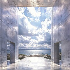 Large, open space with a view of the ocean