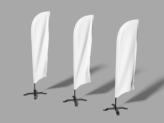 White Blank Feather Flag Mockup 3D Rendering