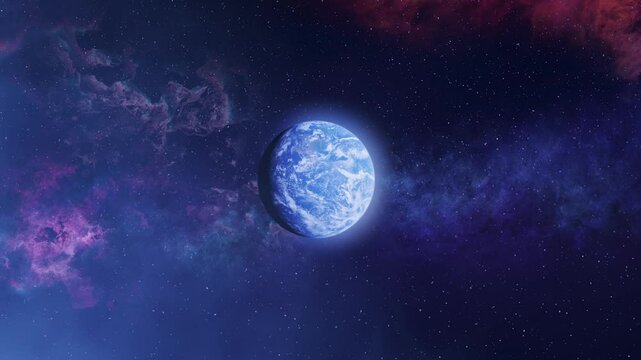 Earth in the vast cosmos

Earth floats serenely in the vastness of space, surrounded by a stunning purple and blue nebula. The stars in the background add to the majestic view of our planet in the cos