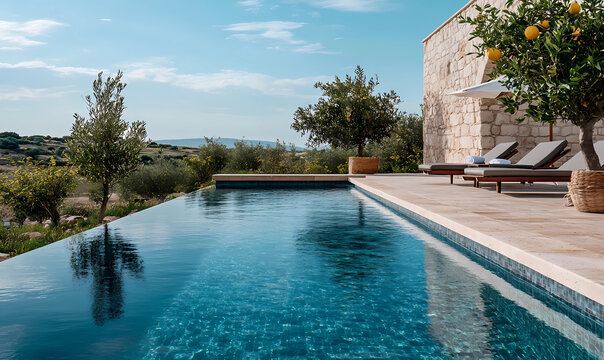 Luxurious Outdoor Pool with Sparkling Sapphire Waters for a Lavish Getaway