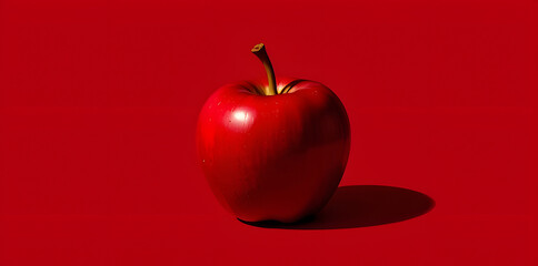 Obraz premium Red Apple on Red Background