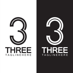 Number 3 logo vector icon design template elements