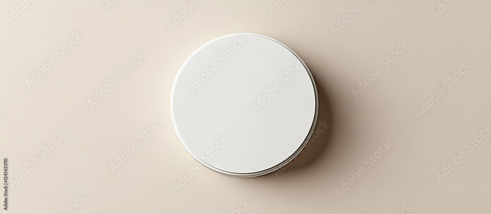 Fototapete white round circle mockup on a soft cream-colored background, centered for showcasing skin texture c
