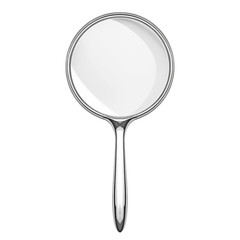 Sleek Silver Magnifying Glass with Precise Optics and Reflective Surface. isolated on transparent background.