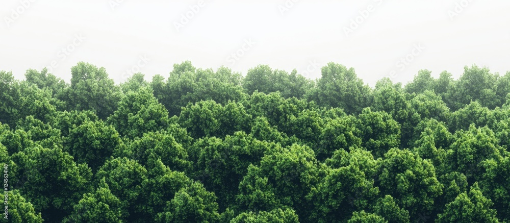 Poster Lush green forest texture fills the lower half against a soft white background creating an abstract serene backdrop for design purposes.