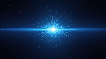 Obraz premium Blue light burst in space with streaks.