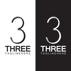Fototapeta premium Number 3 logo vector icon design template elements
