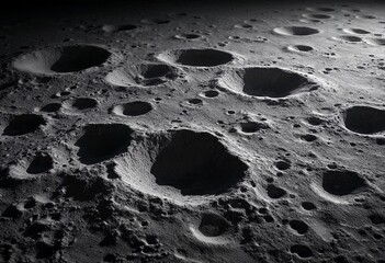Lunar Landscape Unveils Endless Craters and Shadows Under a Starry Sky. Generative AI