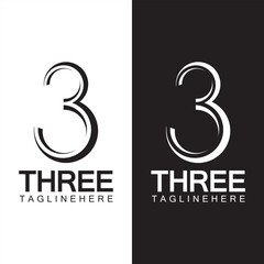 Fototapeta premium Number 3 logo vector icon design template elements