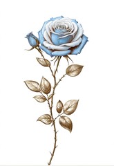 Line blue rose flower design material