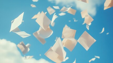 Flying Paper Documents in the Wind at Office. Business Concept with Paperwork in Motion