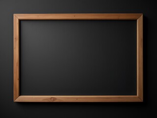 Blank Chalkboard with Wooden Frame on Dark Background