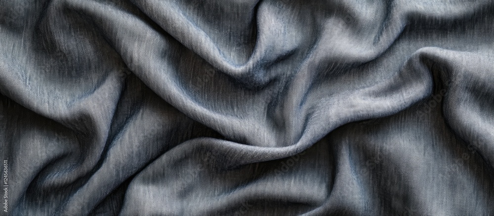 Aufkleber Light gray denim fabric texture with soft folds and subtle sheen positioned centrally, ideal for backgrounds in various design applications