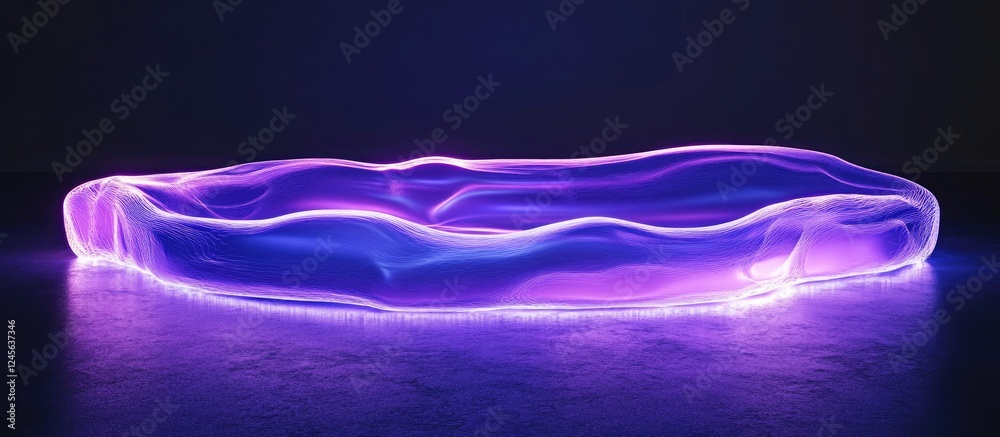 Leinwandbilder vibrant purple illuminated outline with soft curves positioned centrally against a deep black backdr