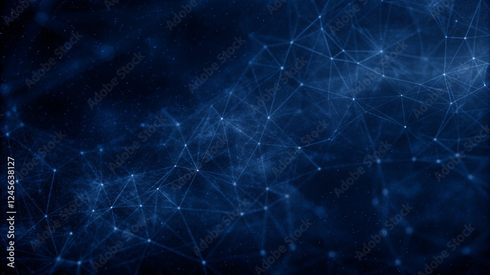 Aufkleber Abstract digital technology system platform dot line light stars galaxy connecting cyber space flow background, future innovation technology abstract presentation background concept, 3D Rendering