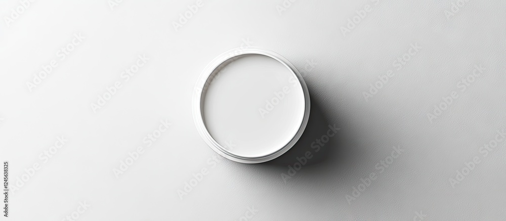 Leinwandbilder Mockup of a white round cream container positioned centrally on a minimalist light gray background with soft shadows for an elegant presentation.