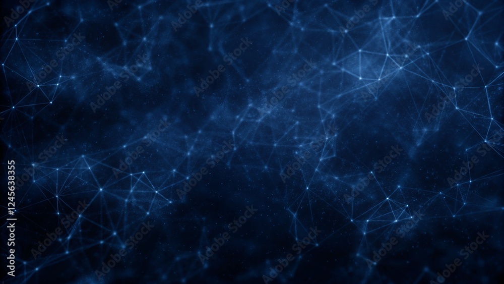 Aufkleber Abstract digital technology system platform dot line light stars galaxy connecting cyber space flow background, future innovation technology abstract presentation background concept, 3D Rendering