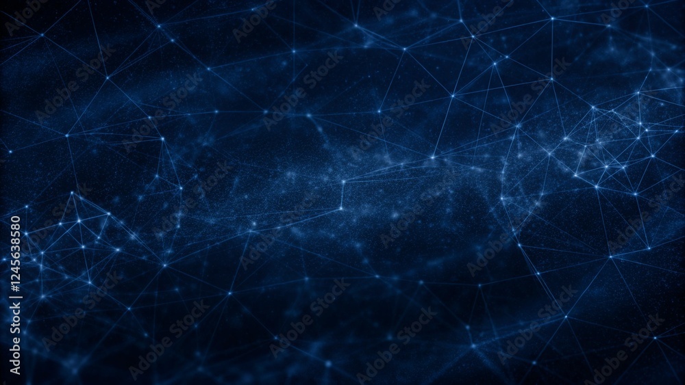 Aufkleber Abstract digital technology system platform dot line light stars galaxy connecting cyber space flow background, future innovation technology abstract presentation background concept, 3D Rendering