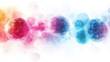 Colorful spheres floating in a vibrant, abstract background.