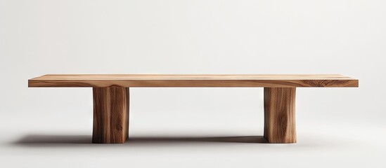 Minimalist dining table design with timber cladding in natural wood tones centered on a soft neutral background highlighting simplicity and elegance