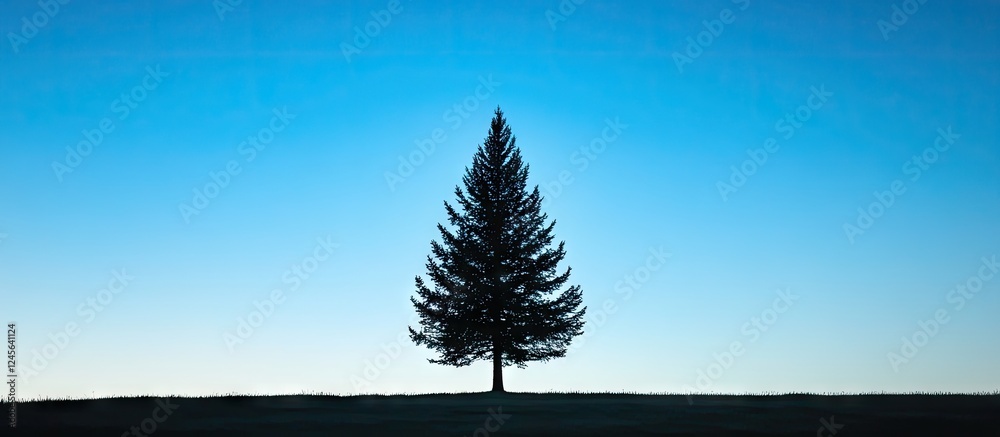 Aufkleber pine tree silhouette with clear blue sky in the background showcasing vertical lines and symmetrical