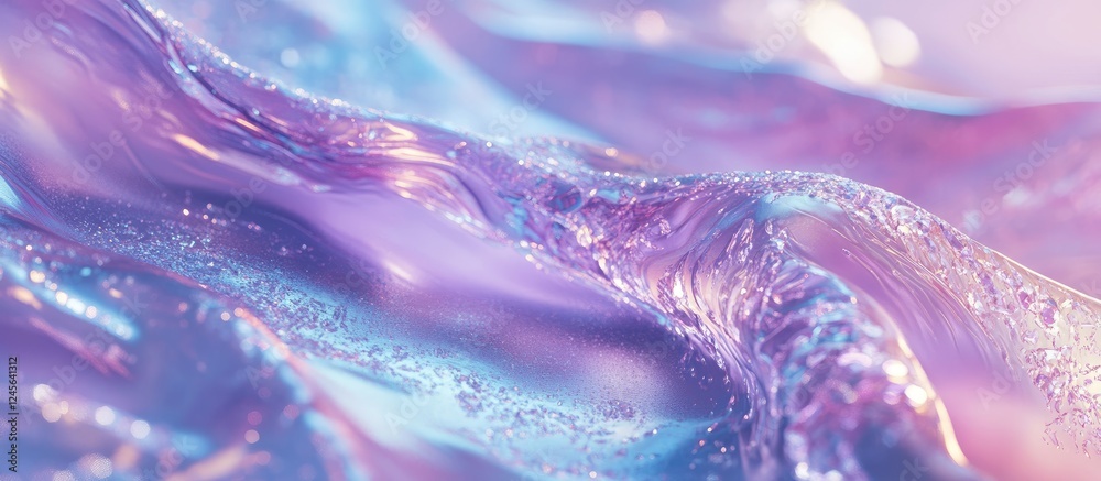 Poster abstract pastel wave texture with flowing details in purple and blue tones, soft gradients creating 
