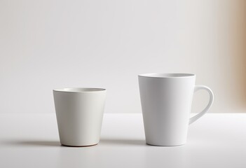 Obraz premium Ceramic Coffee Cup vs Plastic Coffee Cup Sustainability Concept