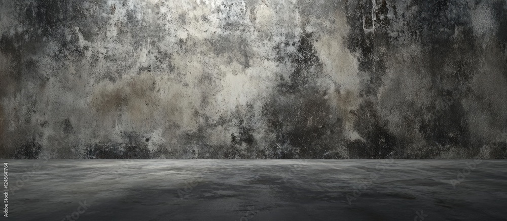 Aufkleber minimalist interior of an empty room with textured concrete walls in shades of gray and a smooth gra