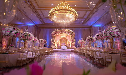 Obraz premium Professional Muslim Wedding Planner with a Stunning Ballroom Setup for Elegant Events