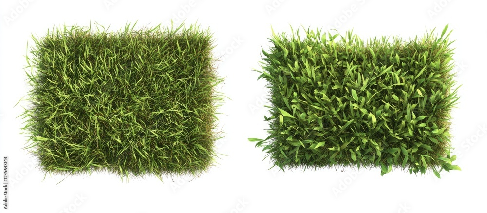 Poster vibrant green grass textures displayed on a clean white background emphasizing freshness and nature 