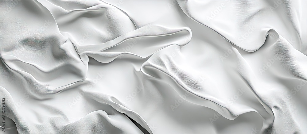 Aufkleber Elegant white satin fabric background with soft waves and ripples creating a smooth texture, ideal for showcasing poster designs and artwork.