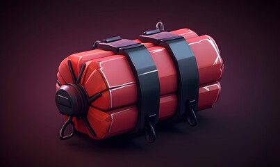 Red dynamite sticks, dark background, explosion concept, action game asset