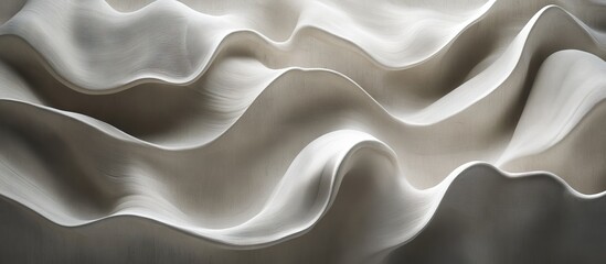 Soft undulating silk fabric in neutral tones displaying gentle waves and smooth textures creating an elegant, ethereal atmosphere for design.
