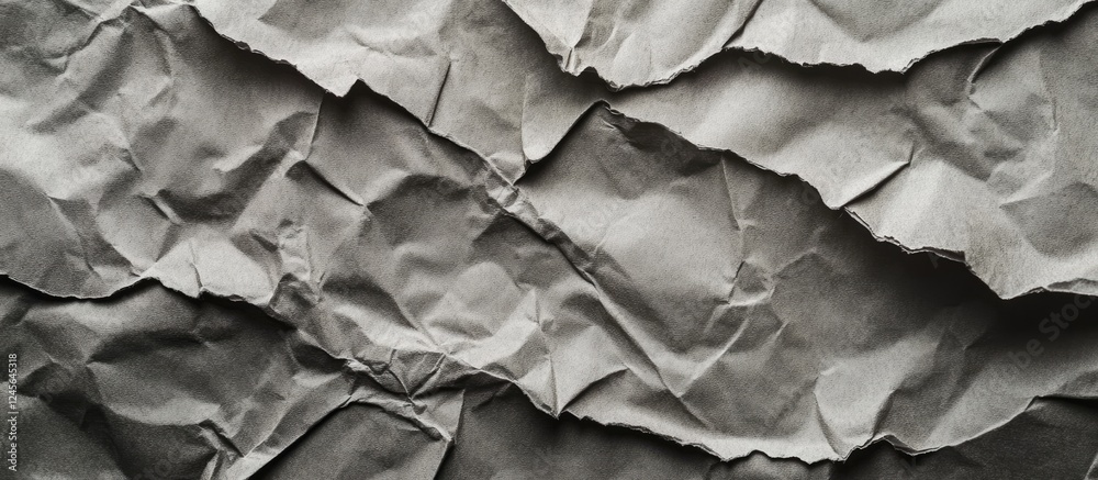 Poster textured grey and black crumpled paper surface with a rugged appearance, creating a unique, organic 