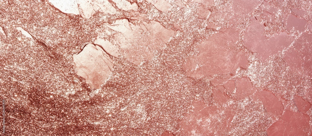 Poster glittery rose gold texture with radiant pink sparkles in the background, featuring shimmering elemen