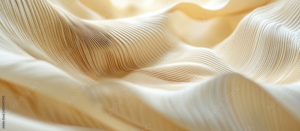 Aufkleber Soft cream-colored fabric with gentle pleats and flowing texture, showcasing elegant curves and subtle shadows for a sophisticated look.