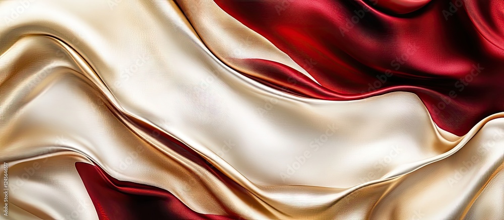 Aufkleber luxurious cream and red brown silk satin draped elegantly in wavy folds creating an abstract backdro