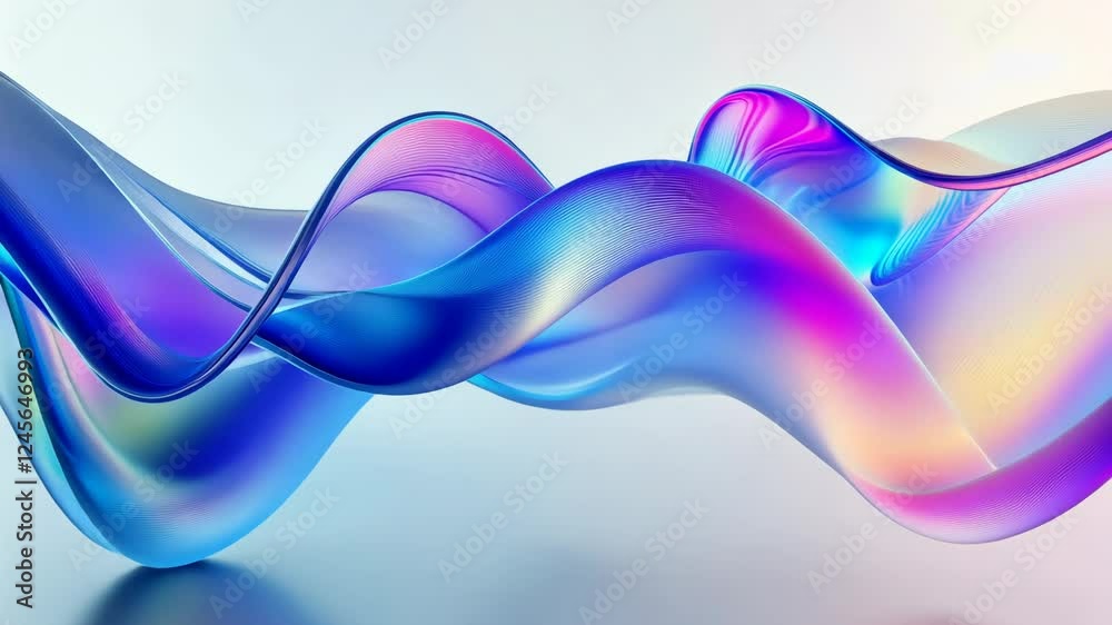 Poster flowing wave patterns in vibrant gradient colors with smooth motion