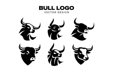 Obraz premium set bull logo vector design illustration, bull head logo collection