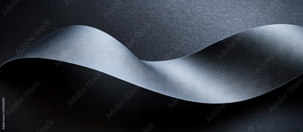 Fototapete black abstract background features a smooth, wavy gray paper texture in a center-left position creat
