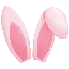Easter bunny cartoon ears watercolor illustration