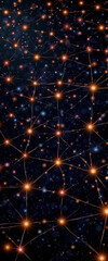 Fototapeta premium Glowing grid with starry connections in dark cosmos, digital elegance