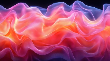 Obraz premium Abstract flowing fabric, vibrant colors, dark background, website banner