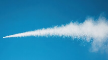 Isolated Water Droplets and Spray Steam in Foggy Air on Blue Background. Aesthetic and Ethereal Liquid Elements in a Clean and Fresh Visual Composition