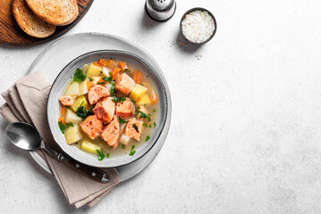 Salmon fish soup