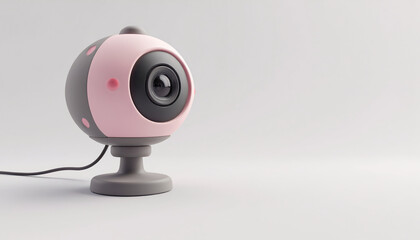 a 3d cute of a pink webcam on a white background