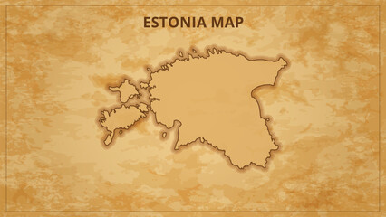 A Vintage Map Depicting the Borders of the Estonia. Estonia map with federal states in A vintage map based background, Political Estonia Map